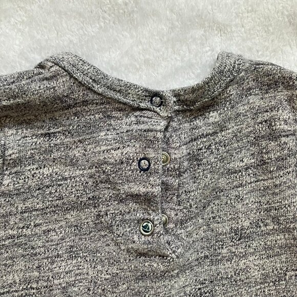 Petit Bateau 12M Grey Textured Long Sleeve Dress VGUC Baby Girl - Picture 10 of 16